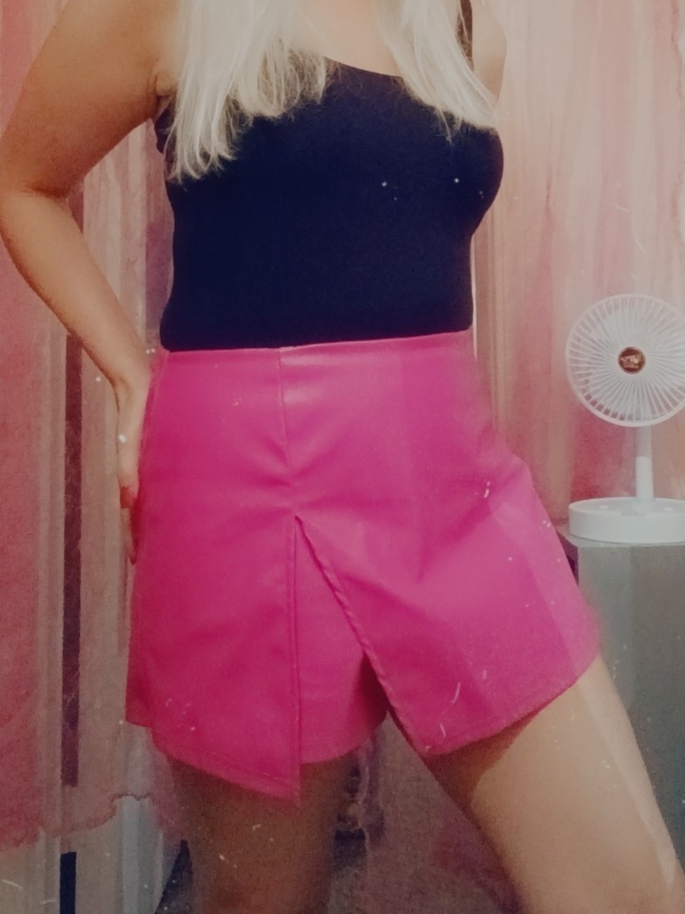 Women's Pink Faux Leather Mini Skirt Size XL